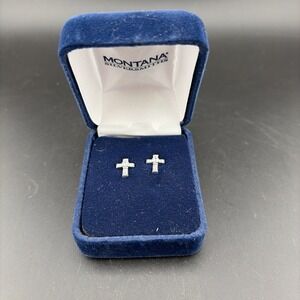 New Montana Silversmiths Pair Of Christian Cross Earrings